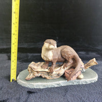 Thumbnail for Border arts fine Edmann 1978 Limited Otter Sculpture 306/350 Stone Base Wil7