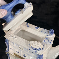 Thumbnail for Novelty Machine Sewing Teapot White Blue Gold Ceramic Stitching Theme see pics16