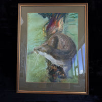 Thumbnail for Otter in Water Signed Shirley Williams original Watercolor Painting framed large3
