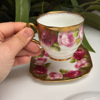Thumbnail for Royal Albert Old English Rose Trio Set Cup Saucer Plate Pink Red Floral Gilded.5