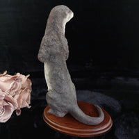 Thumbnail for Large Standing Otter Wildlife Figurine 12in Handcrafted Base Wood Heavy 1615g4