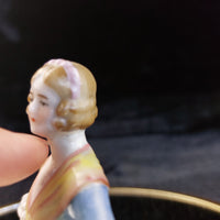Thumbnail for Porcelain Doll Half Lot of 4 Foreign Marked Hand Painted Figurines 3in Worn3