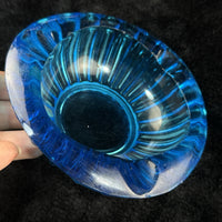 Thumbnail for Murano Style Blue Glass Bowl Ribbed Swirl 5.5” Ashtray Trinket Dish Retro Art5