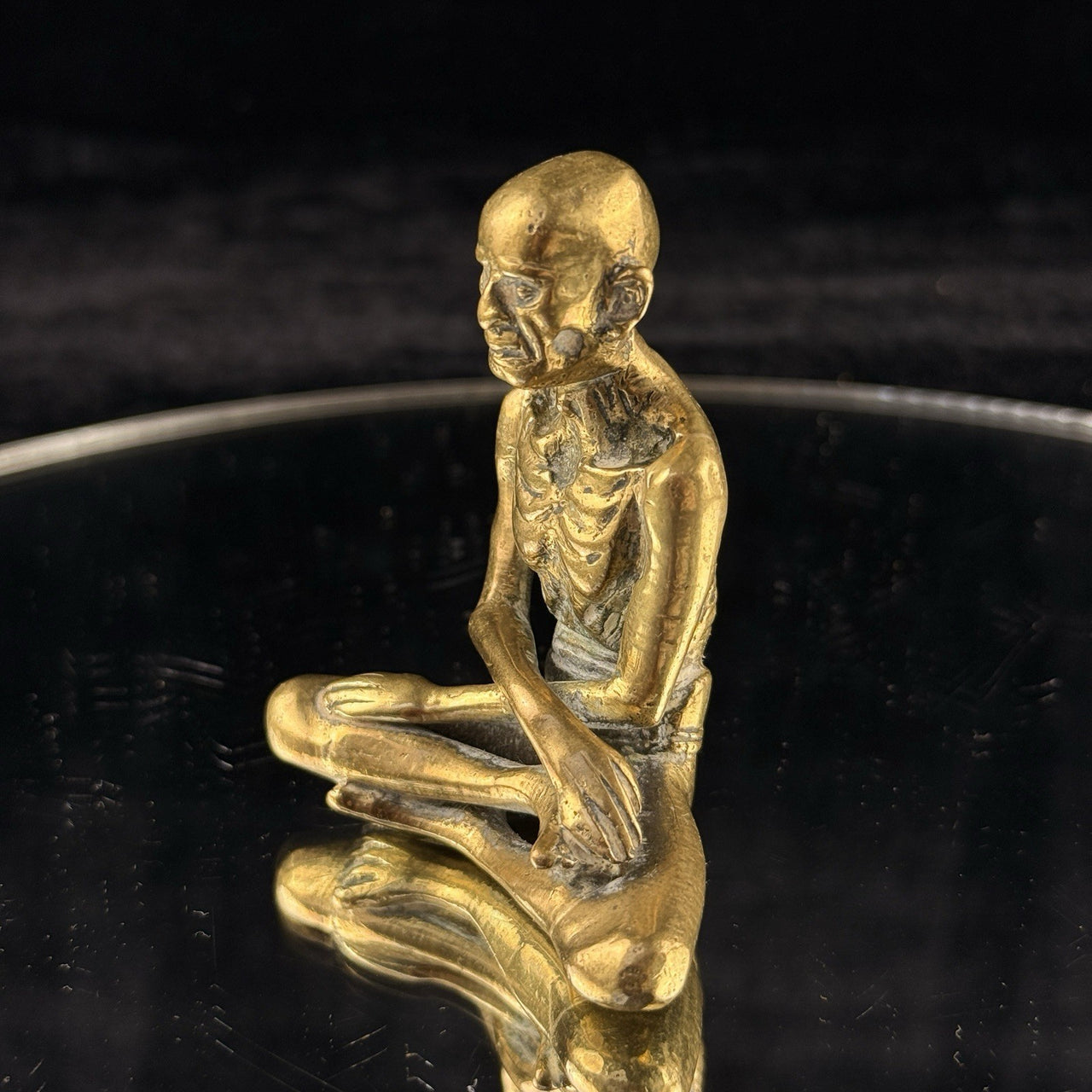 Antique Brass Indian Starving Buddha Statue – 3” Fasting Siddhartha Figurin5