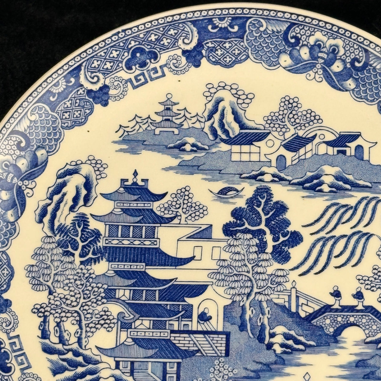 Spode Mint Danbury Willow Pattern Plates x3 – Blue & White Collector antique Set13
