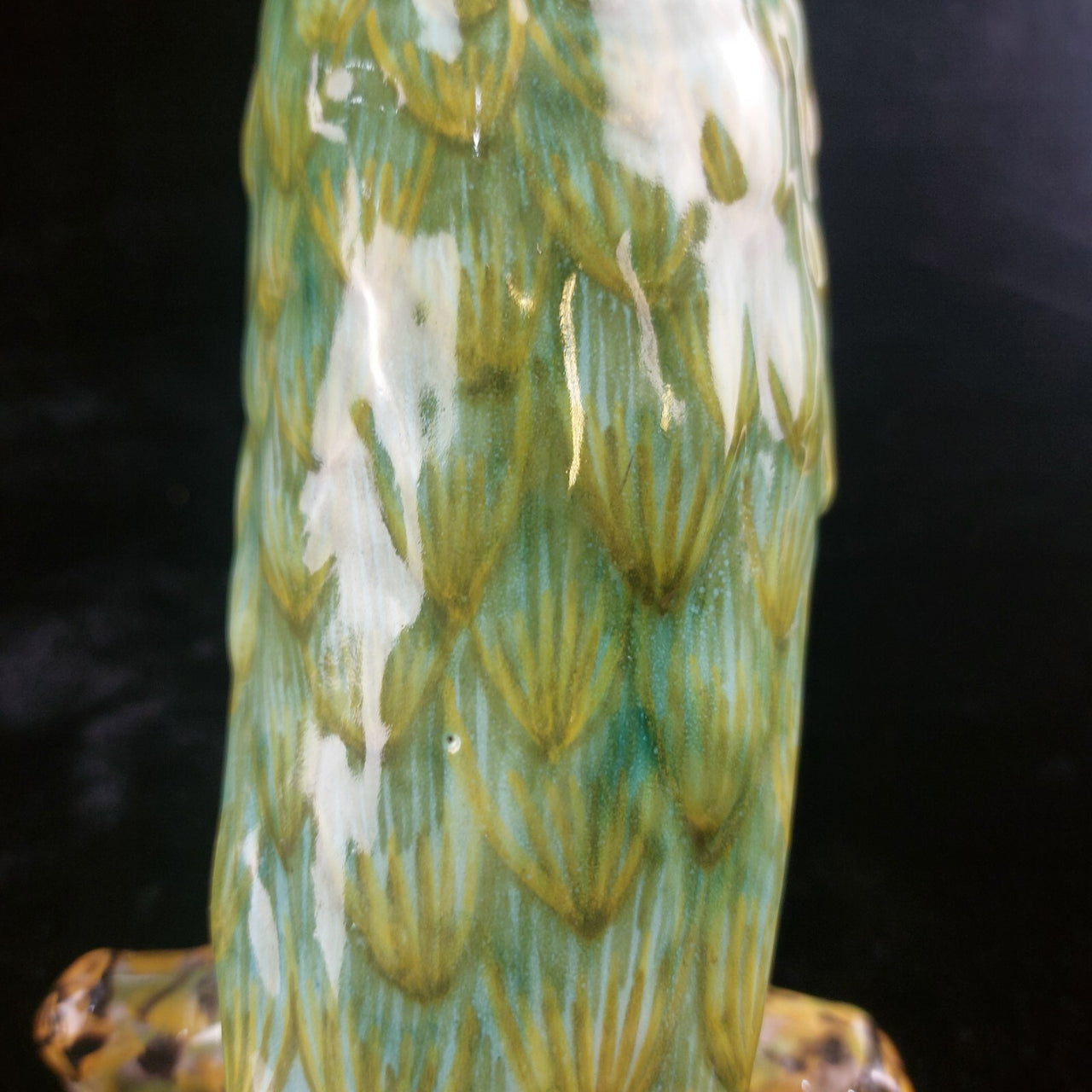 Antique c1890 France Desvres Fourmaintraux Parrot Faience porcelain Cockatoo 10"12