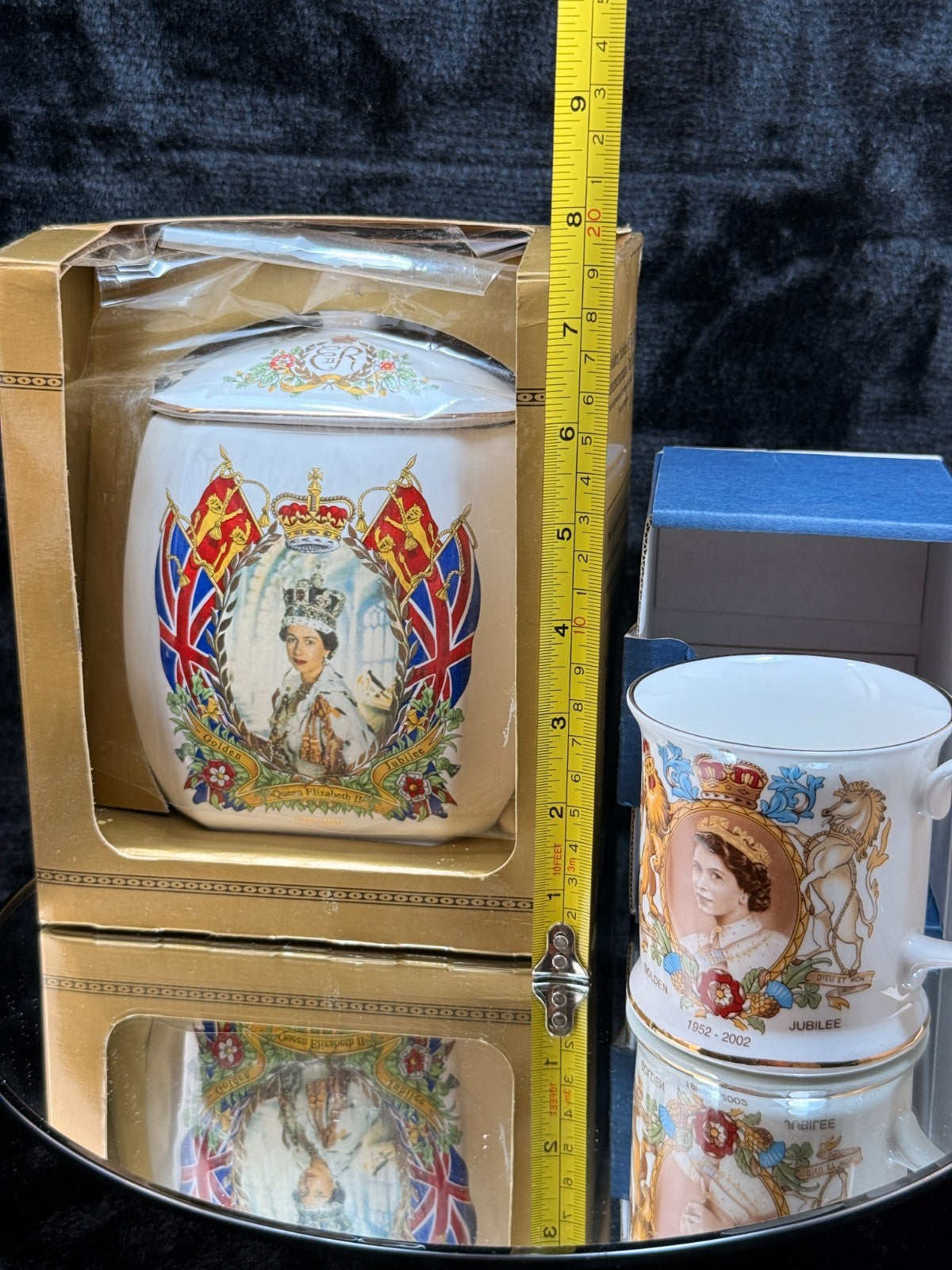 Ringtons Jubilee Golden Queen Elizabeth II Mug &Tea Caddy Set 1952–2002 SEE BOX1
