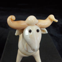 Thumbnail for Handmade Glass Ram Figurine Cream Horns Curled Animal Sculpture Good w/ Box   3