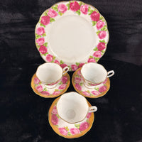Thumbnail for Royal Albert Pink Rose tea set of 3 &serving plate England stunning 7p tea set 1