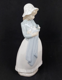 Thumbnail for Nao Girl Lladro Cuddling Puppy Figurine Blanket Porcelain firreplace decor Spain4