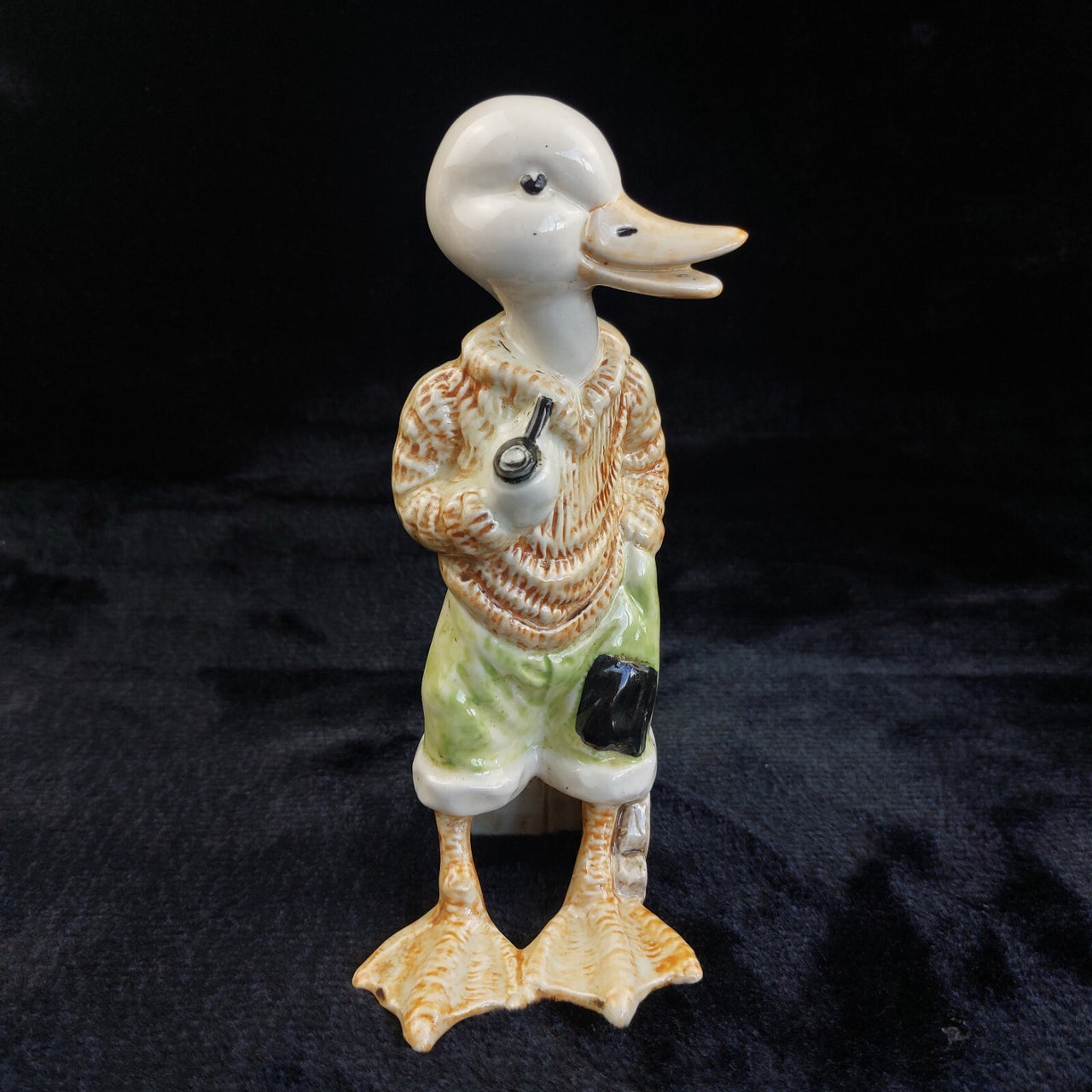 Vintage Ceramic Duck Figurine 8" Tall Smoking sailor Ornament Pipe Collectable.0