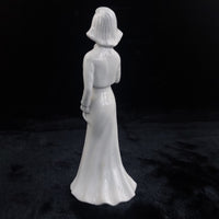 Thumbnail for Vintage white Porcelain beautiful Girl FigurineElegant White Dress Blue Mark  9