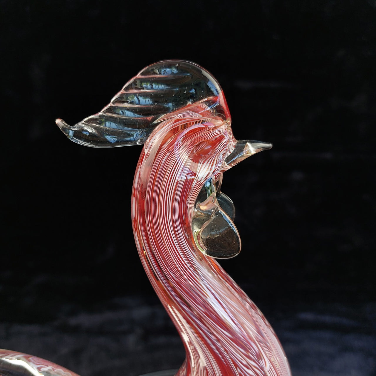 Murano Rooster Glass Pink Filigrana Art Hand Blown 1kg 10" Italian home decor4