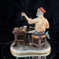 Thumbnail for Cortese Capodimonte Figurine Porcelain Shoemaker Scene Italy 1963 Signed 9 in9