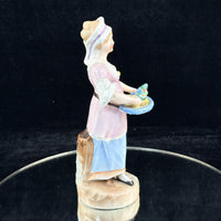 Thumbnail for Antique German Porcelain Figurine Lady Serving Tray Victorian Style Decor Figure6