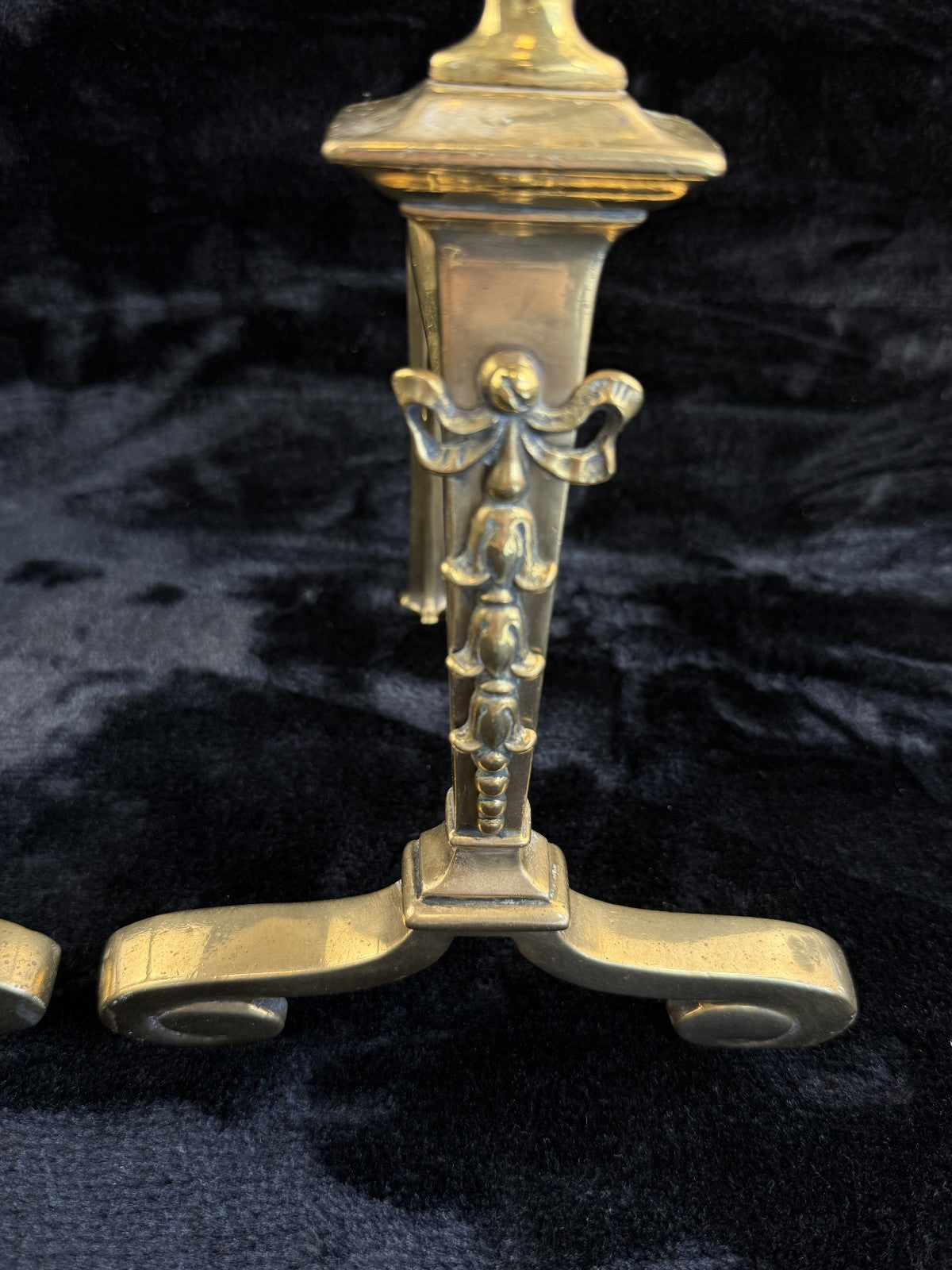 Antique Brass Fireplace Firedogs Andirons Pair - Georgian Neoclassical Style5