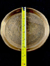 Thumbnail for Antique Middle Brass Eastern Plate Hand Etched Islamic Design Deer Pattern Tray9