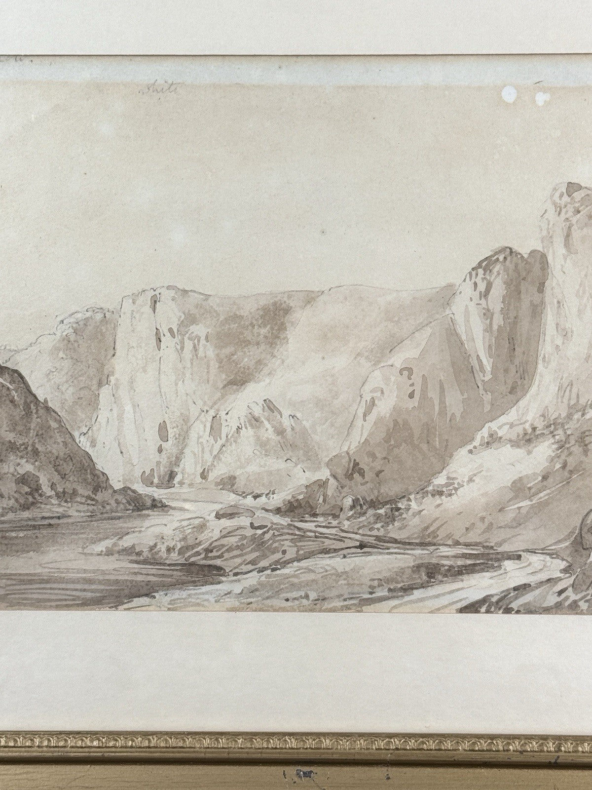 Antique 1818 Watercolor “The Avon” by JV Framed English Landscape River Scene2