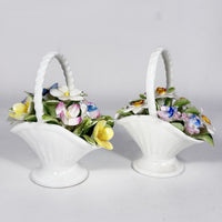 Thumbnail for Royal Doulton St Michael Bone China Flower Baskets Pair England Decor Vtg 1