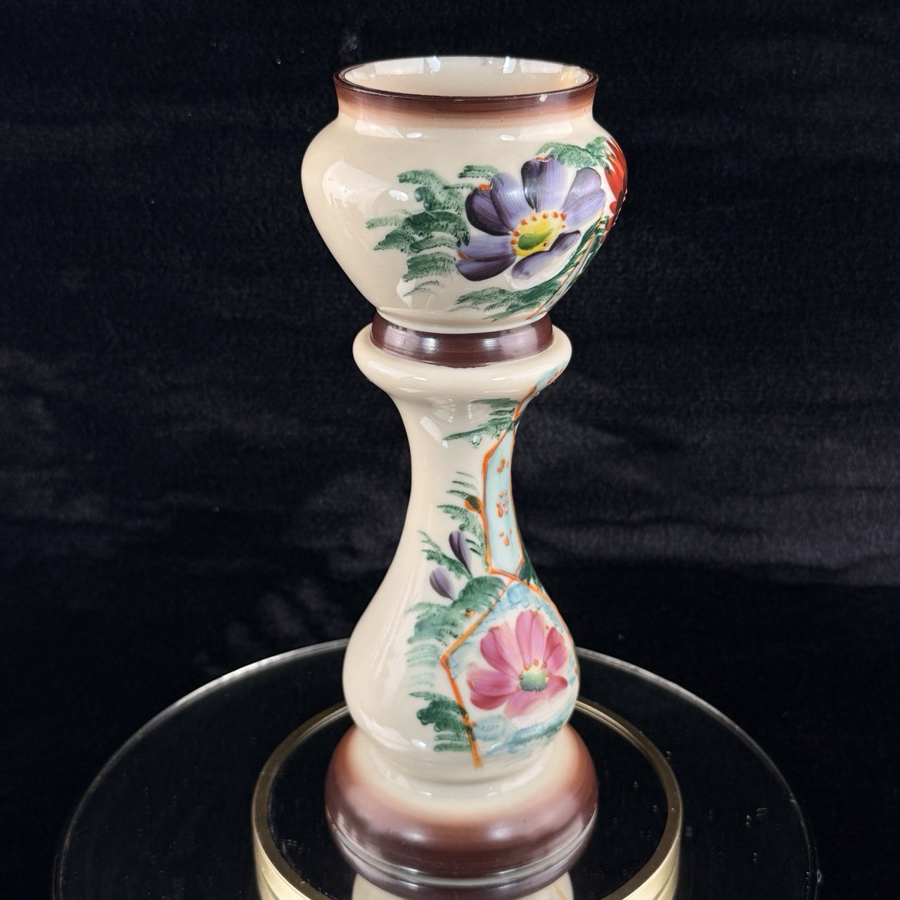 Milk Bohemian Glass Antique Vase 12” Floral Victorian Urn Form decor see pics15
