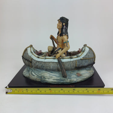 Academy Native American Canoe Sculpture Collectible Figurine 6.5