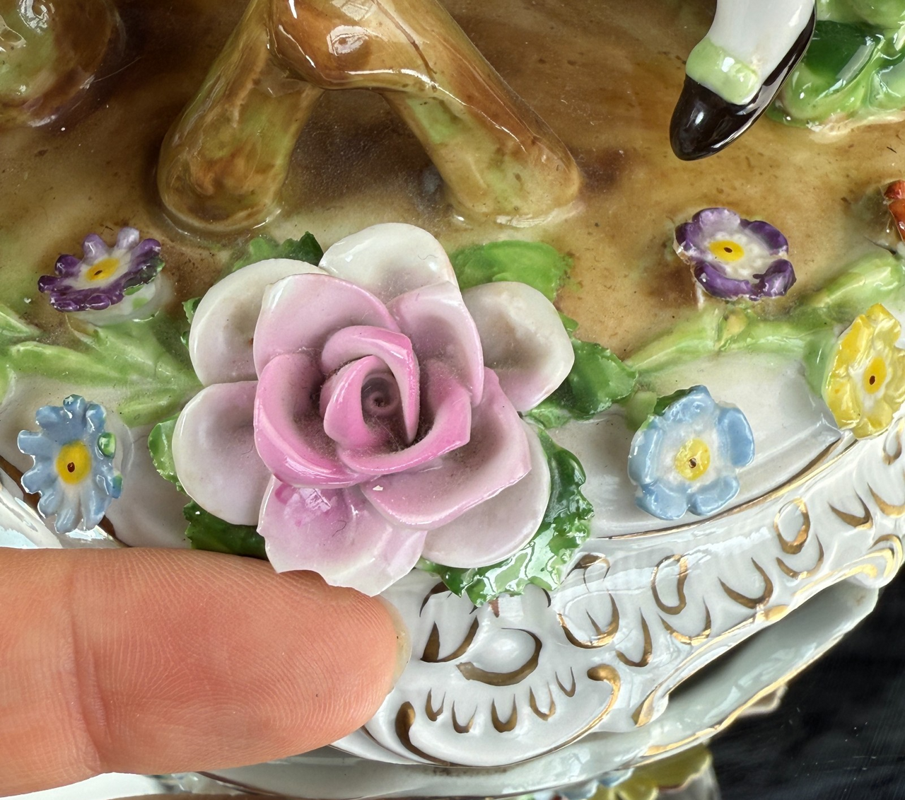 Rare Antique 13" Von Schierholz Porcelain Centerpiece Sculpture Bowl -see pics20