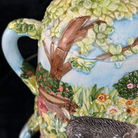 Thumbnail for Annie Village Rowe Collectables Teapot Hedgehog Garden Scene 731g Hand Painted11