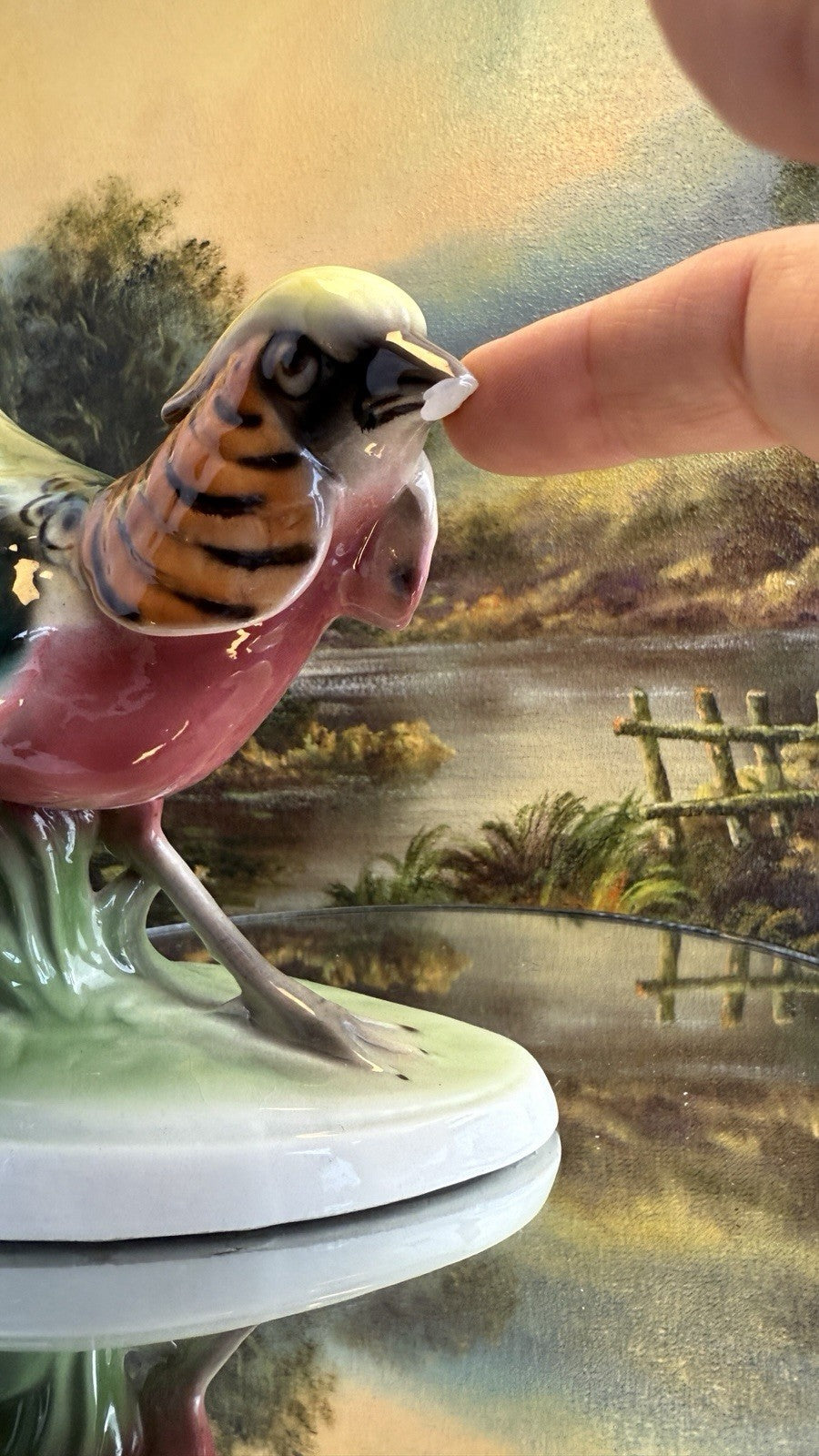 Rare Art Deco Keramos Wien Porcelain Golden Pheasant Figurine - Made in Austria7