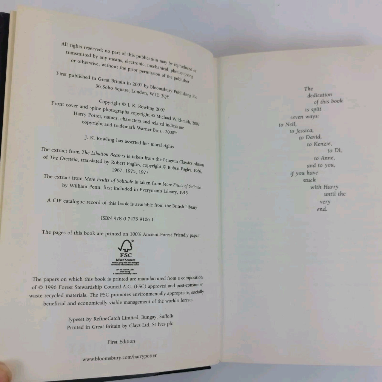 Harry Potter and the Deathly Hallows - 2007 First Edition Hardcover Collectable5