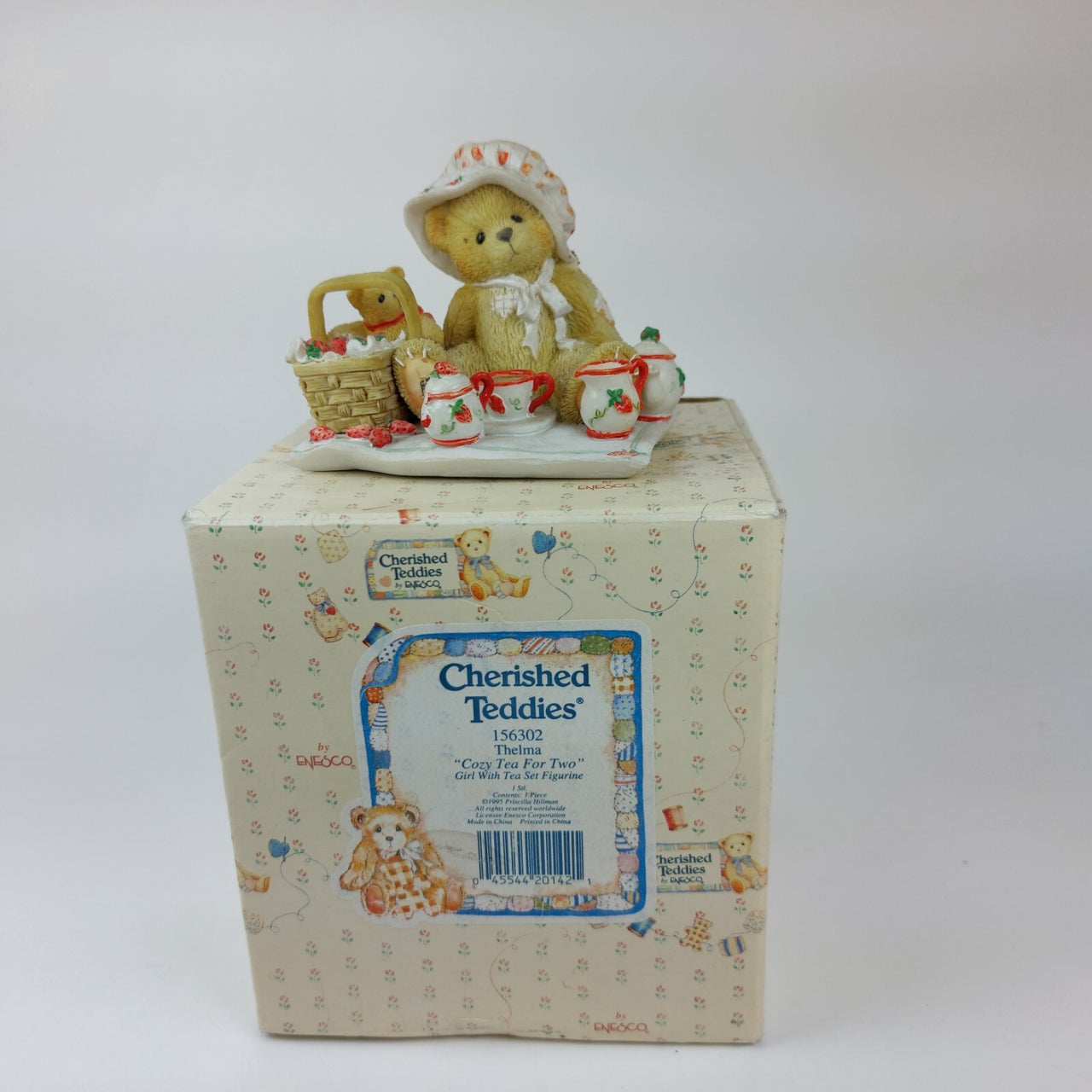 1995 Cherished Teddies Boxed Gift Violet Bloom Blessings 156280 Bear Flowers0
