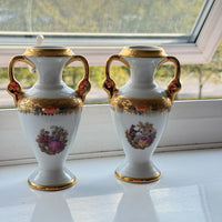 Thumbnail for Pair of La Reine Limoges Porcelain Vases Gold Gilt Romantic Courting Couple1