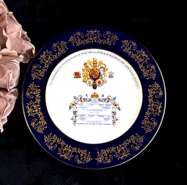 Rare Aynsley Royal Commemorative Plate prince Charles & Diana Wedding 1981 Gilt 0