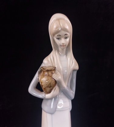 Vintage Porcelain Figurine –Woman Holding Jug – Elegant Home Décor   10.5
