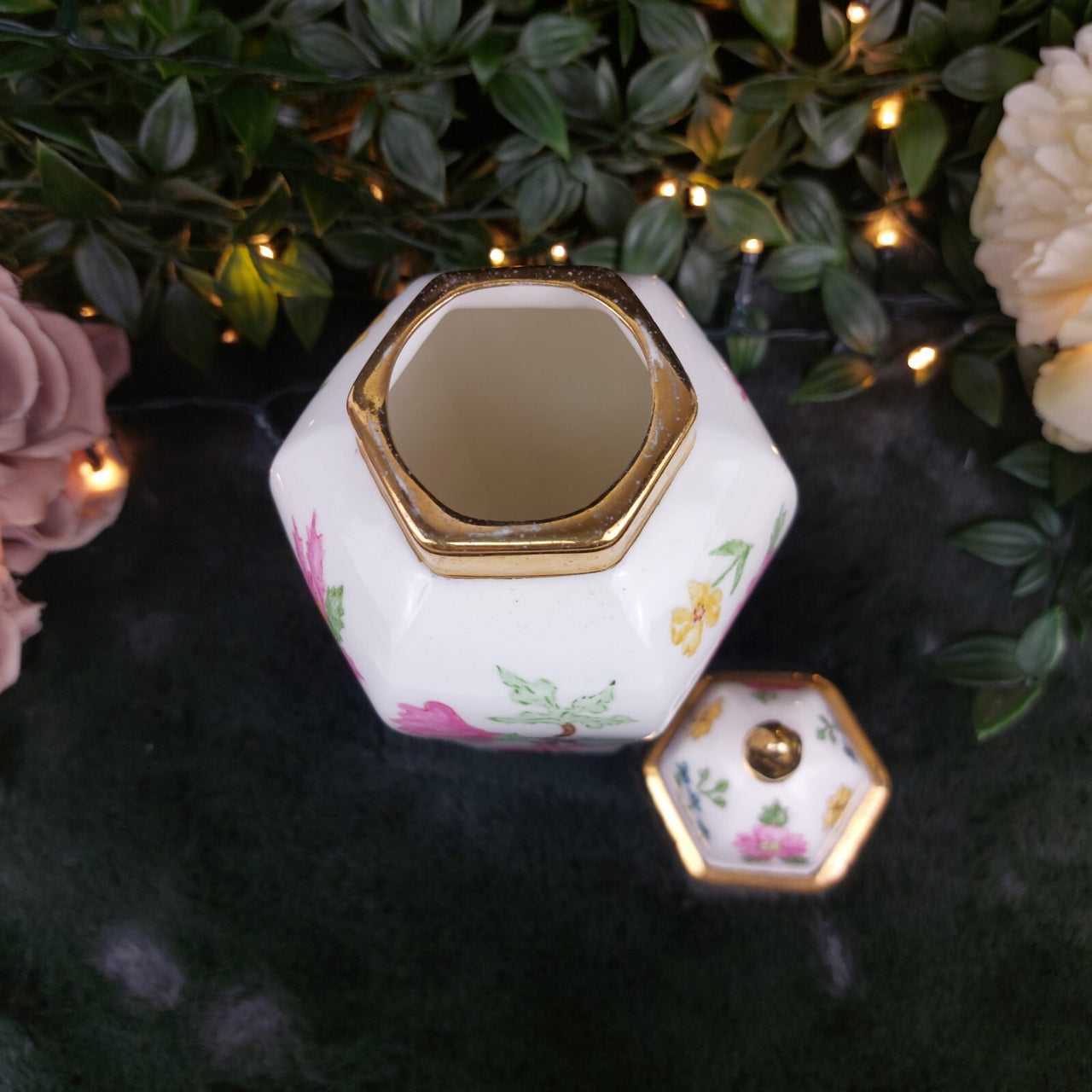 PalmerGinger Jar 1987 Ornoment Interior Deco 9.25" United Kingdom pink decor.6