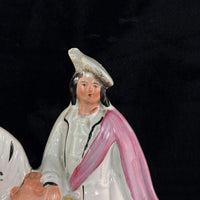 Thumbnail for 1800s Staffordshire Pottery Large Horse Rider Figure Hand Painted Antique seePic15