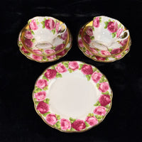 Thumbnail for Pink Royal Albert Old English Rose Trio x2 & Serving Plate Bone China England7