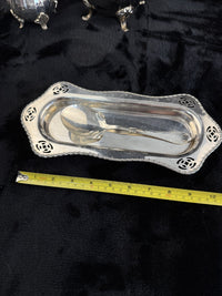 Thumbnail for Vintage SilverPlated Serving Tray and serving Spoon Set rectengle plate8
