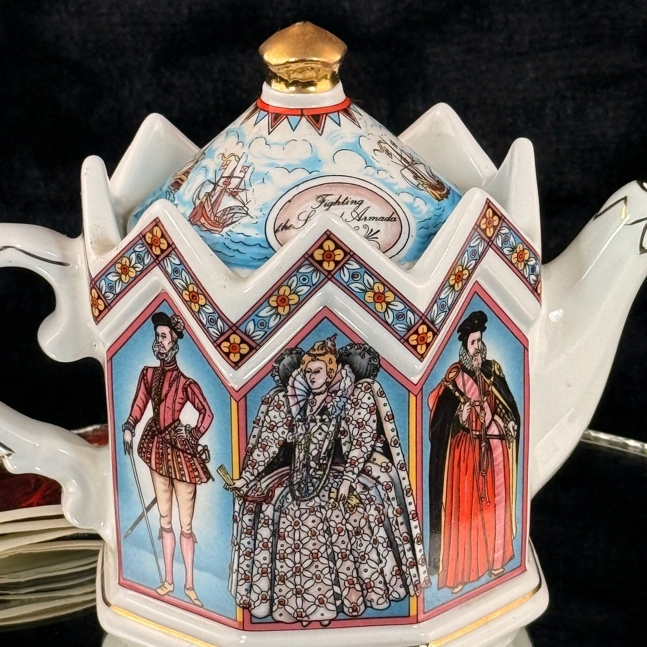 Sadler I Elizabeth Teapot England 1588 Spanish Armada Crown Lid Rare Queen 606g5