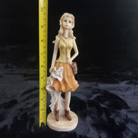 Thumbnail for Resin Girl Figurine with Purse & Dress –Blonde Vintage Style Statue  10