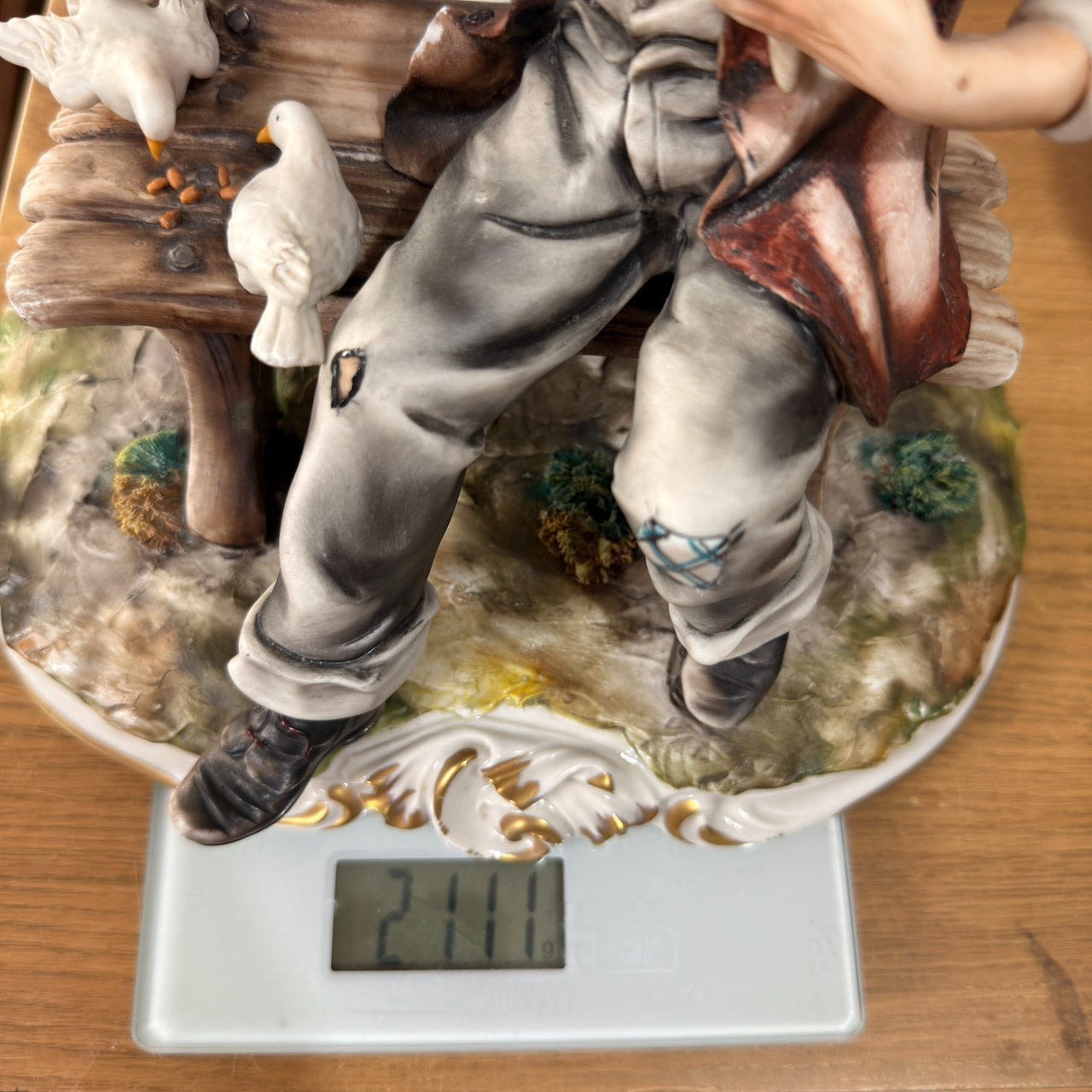 Capodimonte M. Lory Figurine Man With Doves – Signed – 13" Hand Painted bird see22