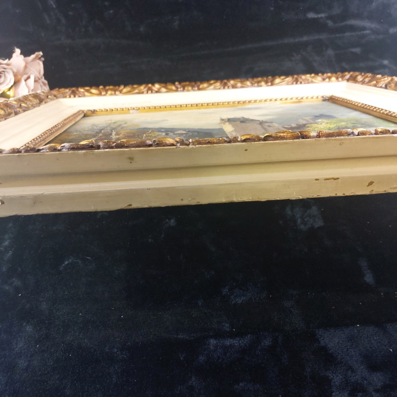 19th L. Century Henry Oil painting Castle Study 44×36cm See Gold Frame Antique.18