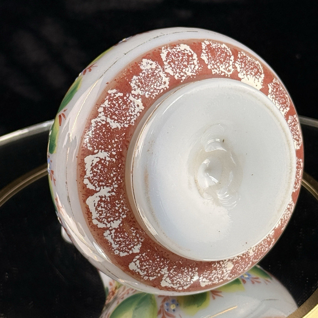 Bohemian Victorian Glass Vase Hand Painted Floral Enamel 5” Art Nouveau Decor7