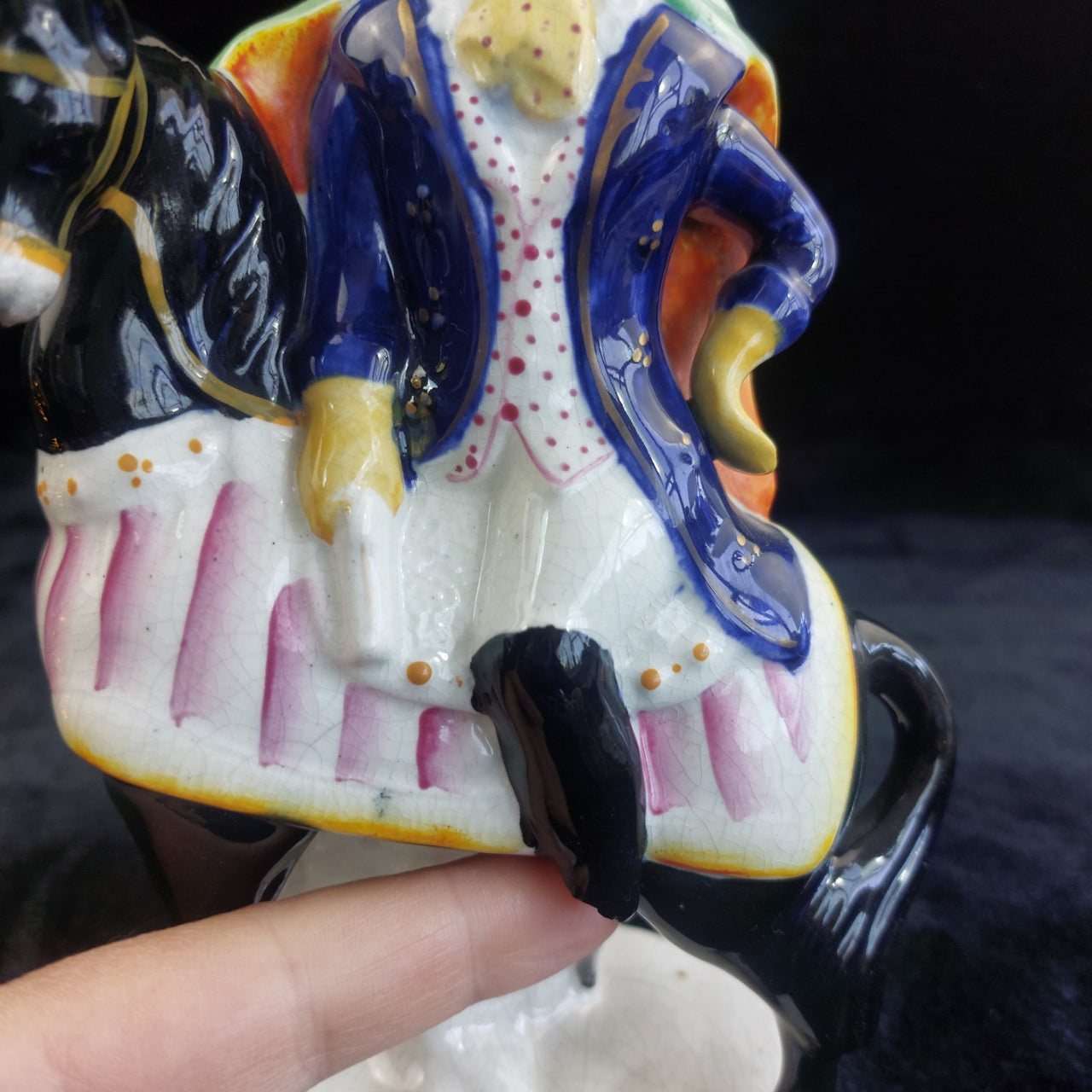 Rare Staffordshire antique 1860s Figurine – Man on Horseback, 9" see leg Medium4