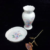 Thumbnail for Aynsley Little Sweetheart Vase with Underplate Floral Bone China United Kingdom0