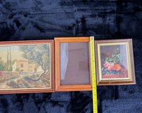 Thumbnail for Charming Vintage MCM Still Life and Farmhouse Paintings wood brown Set of3 frame1