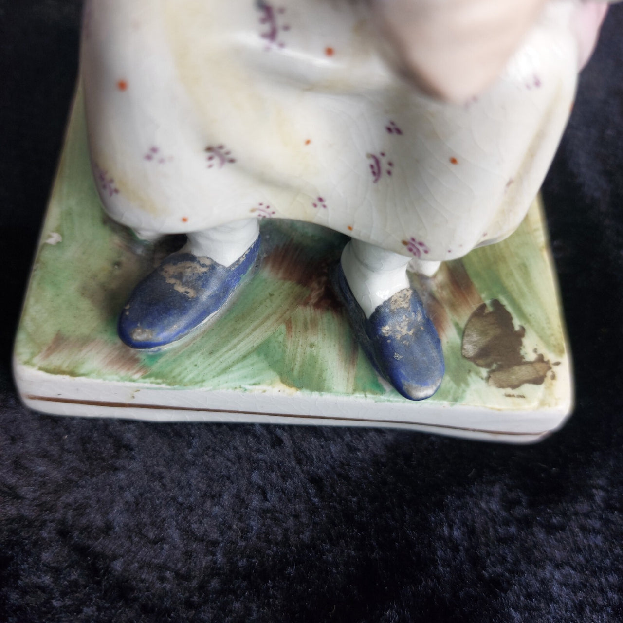 Classic Staffordshire Figurine 6.5" Seated Woman Jug Pink Apron antique Medium8