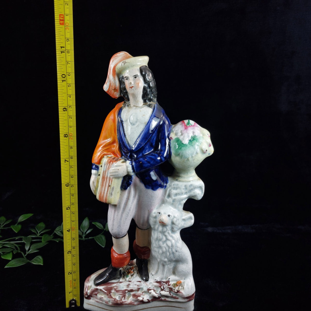 19th Century Royal Antique Staffordshire 11" Porcelain Figurine Man with Dog3