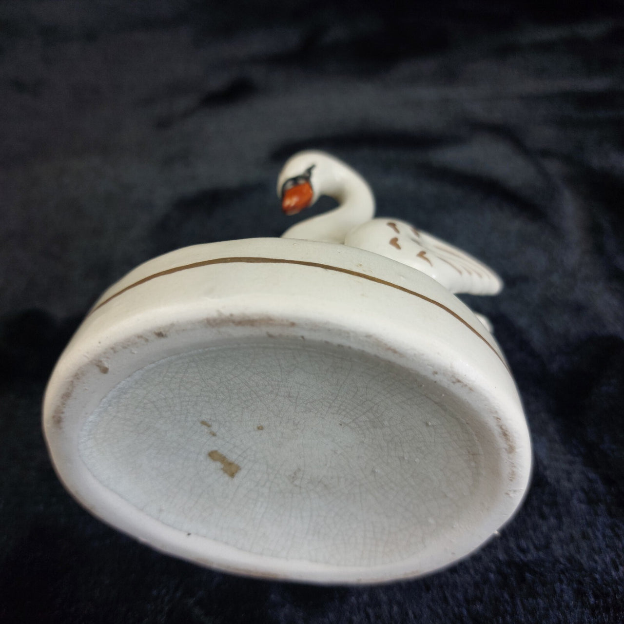 Antique staffordshire Swan Victorian Spill Vase Porcelain 4.5" Crazed decor8