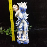 Thumbnail for Antique German Bisque Porcelain  Candle Holder Figurine – Blue & Gold Accents 9