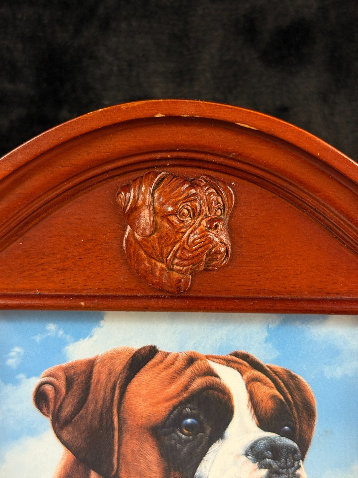 Vtg Boxer Dog Wood Desk Clock & Picture Frame Pet Themed Mantel Decor see pics14
